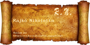 Rajkó Nikoletta névjegykártya